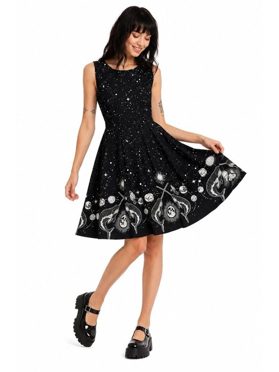 Dangerfield Dresses & Skirts - DANGERFIELD cosmic border print dress 6 whales celestial stars space galaxy goth